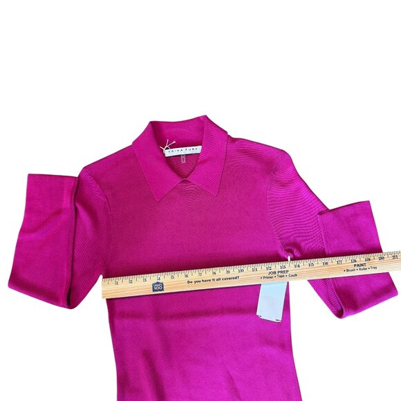 Trina Turk Magenta Collared Knit Polo Midi Dress NWT Size M - Picture 7 of 8
